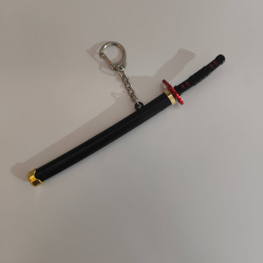 Tanjiro Kamado Mini Katana Sword Keychain – Nichirin Blade with Flame Guard | Demon Slayer