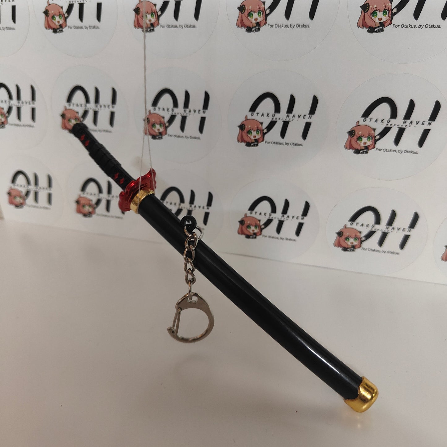 Tanjiro Kamado Mini Katana Sword Keychain – Nichirin Blade with Flame Guard | Demon Slayer