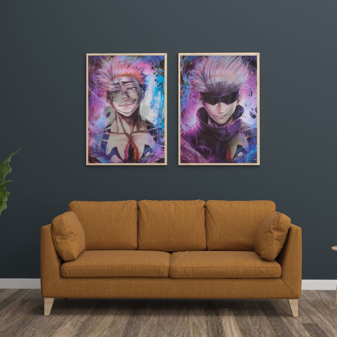 Jujutsu Kaisen 3D Poster – Cursed Energy Unleashed | Gojo & Sukuna Wall Art