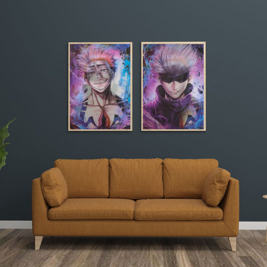 Jujutsu Kaisen 3D Poster – Cursed Energy Unleashed | Gojo & Sukuna Wall Art