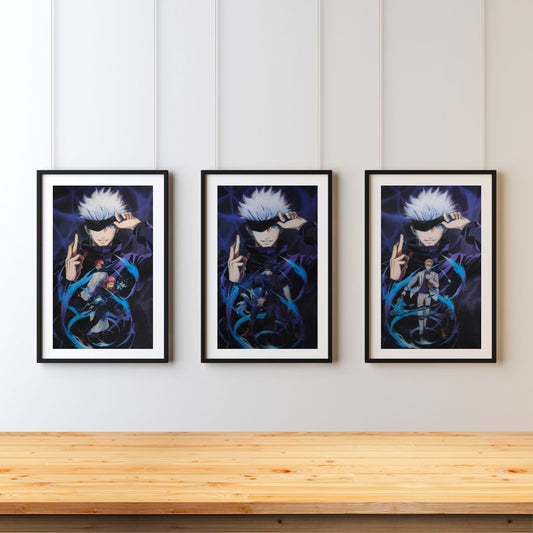 Jujutsu Kaisen 3D Poster – Gojo Satoru in Action | Limitless Power Wall Art