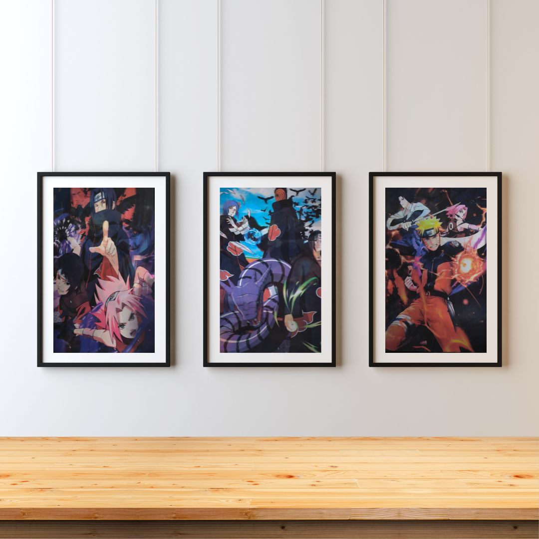 Naruto 3D Poster Set – The Shinobi Saga | Iconic Ninja Wall Art