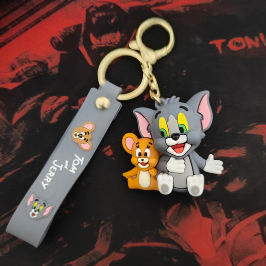 Tom & Jerry Soft Rubber Duo Keychain – Happy Chat Edition