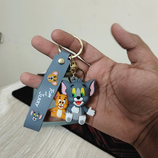 Tom & Jerry Soft Rubber Duo Keychain – Happy Chat Edition