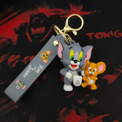 Tom & Jerry Soft Rubber Duo Keychain – Side-by-Side Stroll Edition