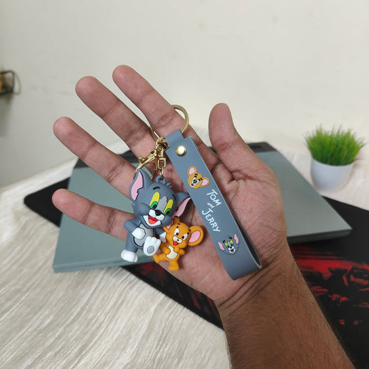Tom & Jerry Soft Rubber Duo Keychain – Side-by-Side Stroll Edition
