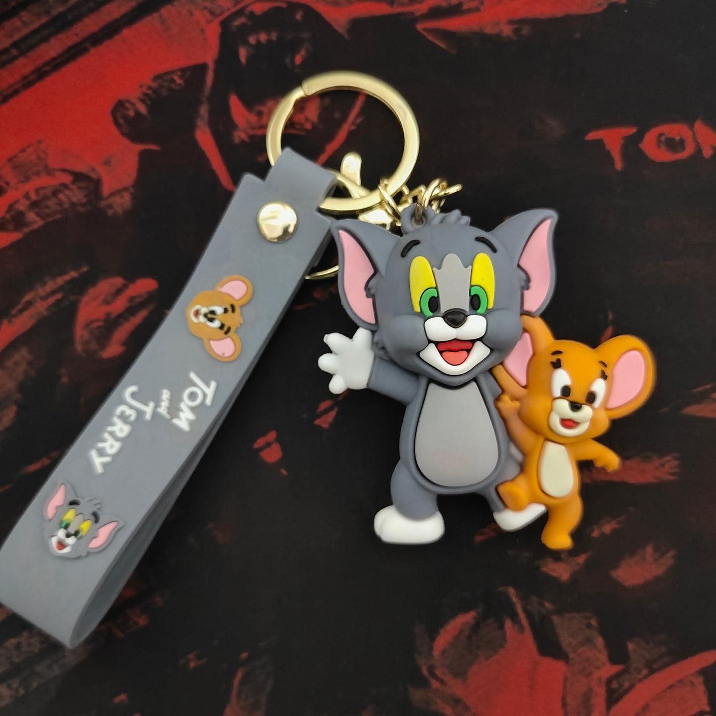 Tom & Jerry Soft Rubber Duo Keychain – Waving Hello Edition