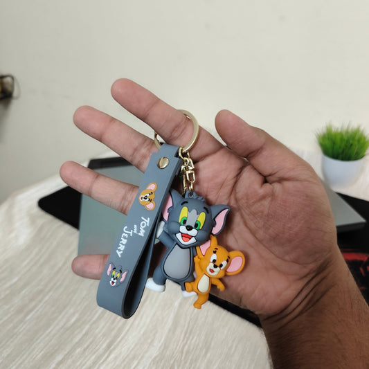 Tom & Jerry Soft Rubber Duo Keychain – Waving Hello Edition