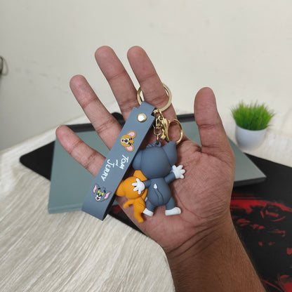 Tom & Jerry Soft Rubber Duo Keychain – Waving Hello Edition